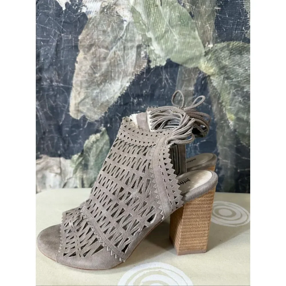 Jeffery Campbell Open Toe Wedge Platform Lace Style Side Zip Sandals Size 9
